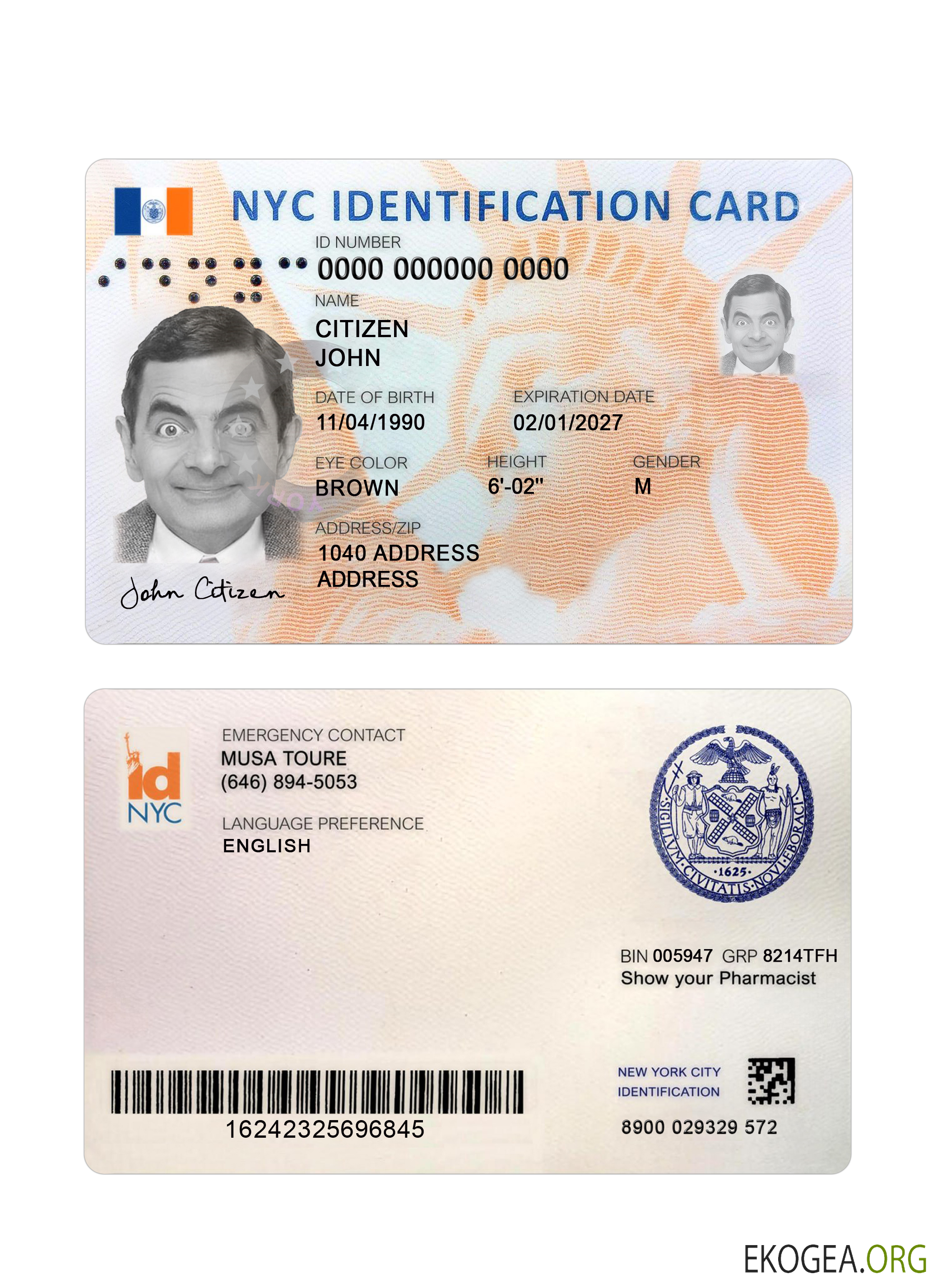 Nouvelle carte d'identité USA New York